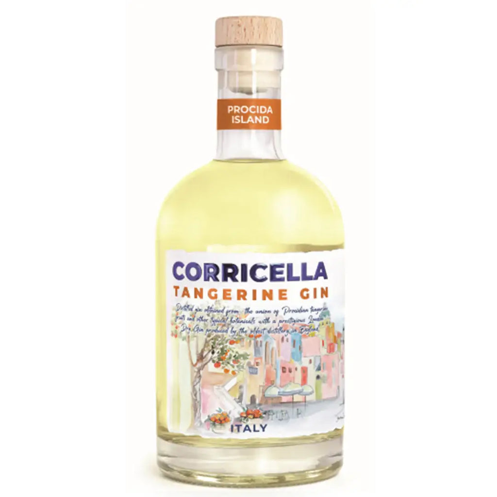 Corricella Tangerine Gin, distillato italiano con agrumi di Procida Island, perfetto per cocktail premium