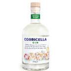Corricella Gin bottiglia con etichetta colorata, distillato italiano premium per cocktail