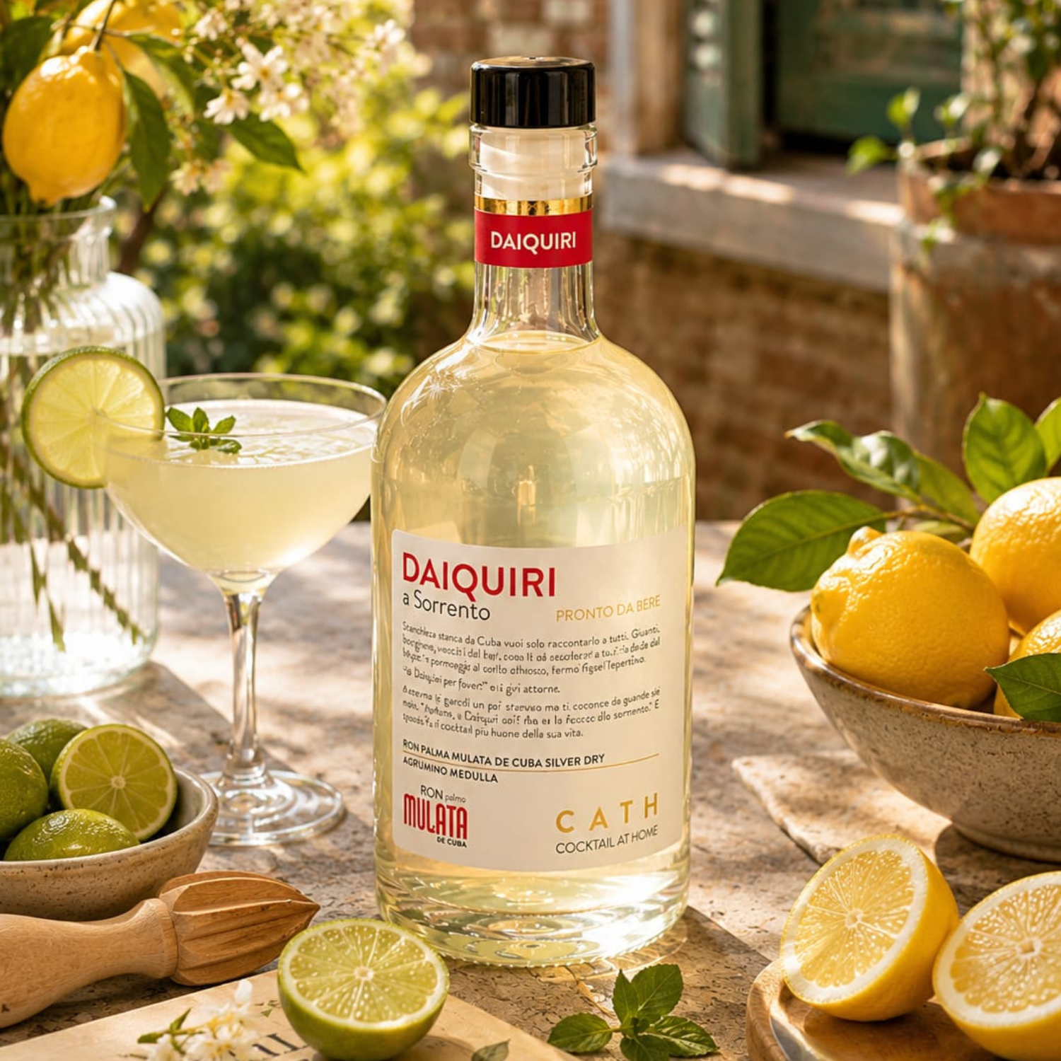 Daiquiri pronto da bere a Sorrento con limoni e lime, cocktail italiano da casa