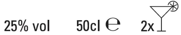 Bottiglia 50cl, 25% vol, per 2 cocktail, con lime decorativo